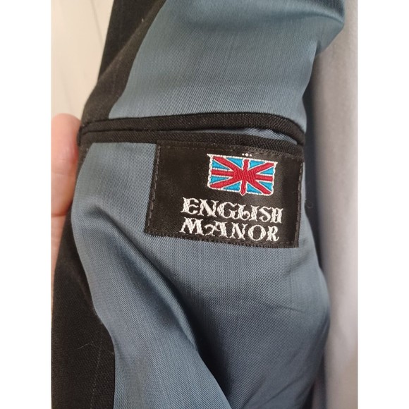 Men's English Manor 48L 2 Button Blazer/Sport Coat Jacket Black/Gray Pinstripes - Picture 3 of 10